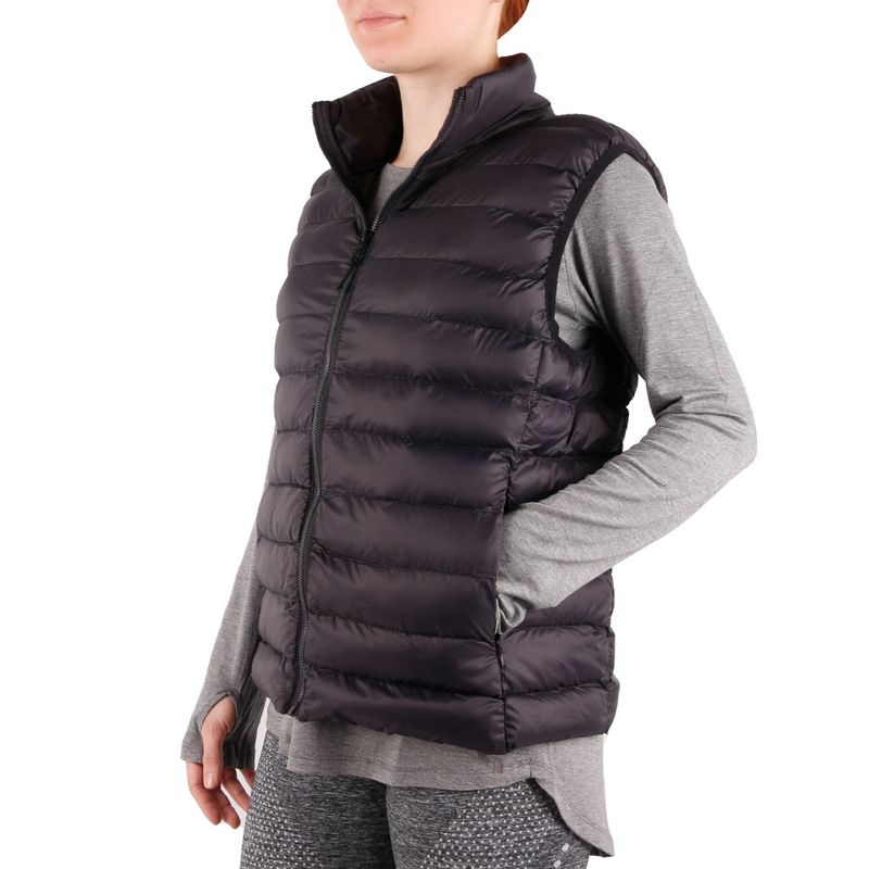 Chaleco Puffer Con Capucha Mujer Negro