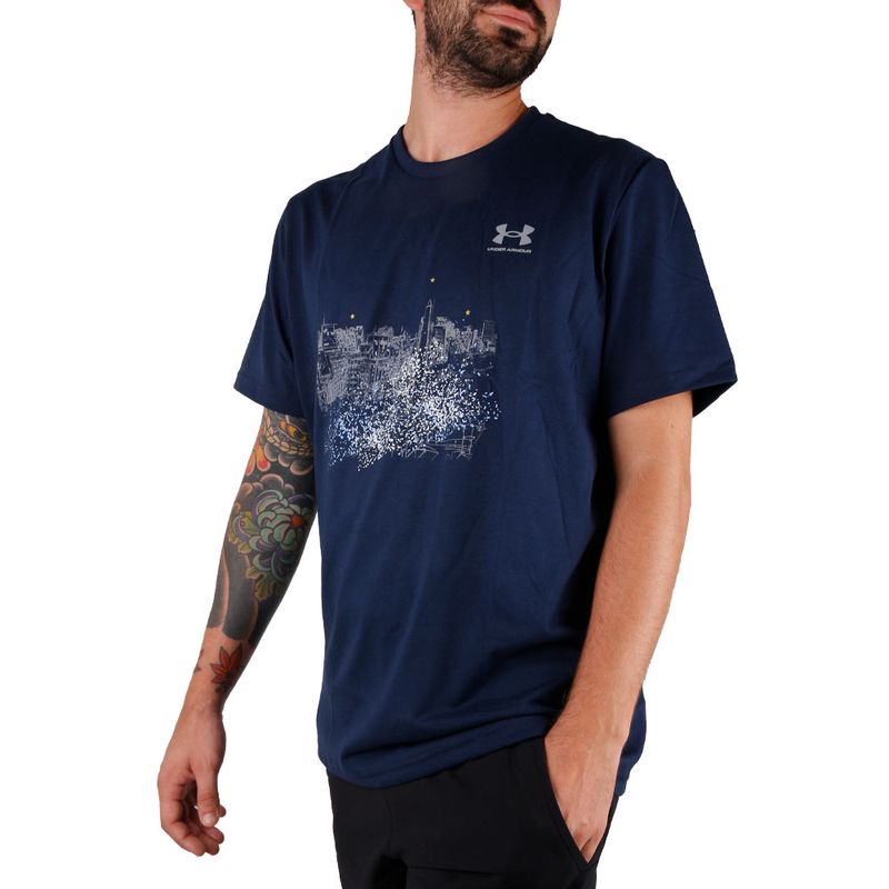 Camiseta UNDER ARMOUR Hombre (Algodón - Azul - M)